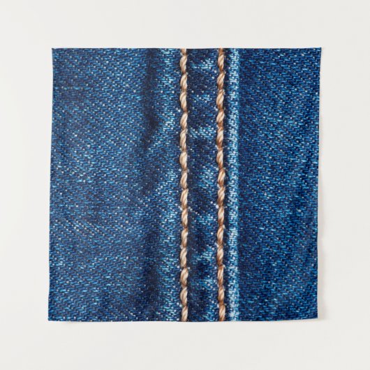 Blauwe denim textuur met naaisteek, jans wandkleed (Voorkant (horizontaal))