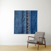 Blauwe denim textuur met naaisteek, jans wandkleed (In Situ (horizontaal))
