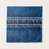 Blauwe denim textuur met naaisteek, jans wandkleed (Voorkant)