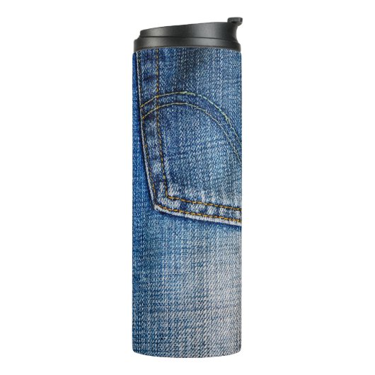 Blauwe denim thermosbeker (Gedraaid links)