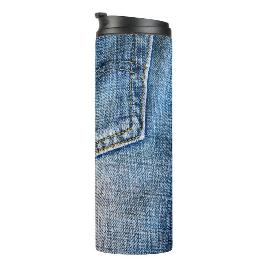 Blauwe denim thermosbeker (Geroteerd rechts)
