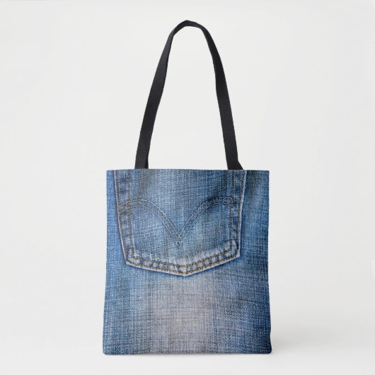 Blauwe denim tote bag (Voorkant)