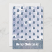 Blauwe Denim Tree Winter Scene Patchwork Feestdagenkaart (Voorkant)