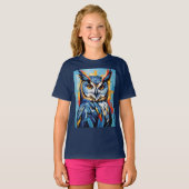 Blauwe Denim Uil T-shirt (Voorkant volledig)