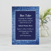 Blauwe denim - "Uit naar college" uitnodigen Kaart (Staand voorkant)