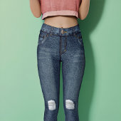 Blauwe denim verontruste knie skinny jeans leggings