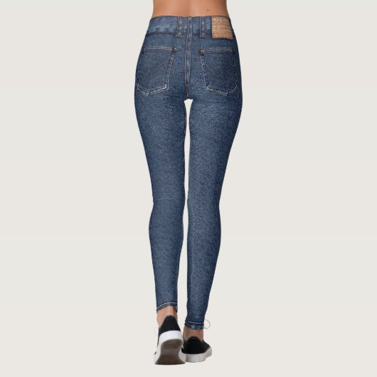 Blauwe denim verontruste knie skinny jeans leggings (Achterkant)