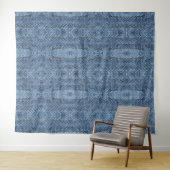 Blauwe Denim Viper Snakeskin-achtergrond Wandkleed (In Situ (horizontaal))