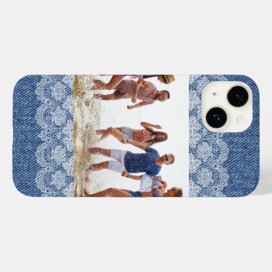 Blauwe denim witte foto familie Case-Mate iPhone case (Achterkant (horizontaal))