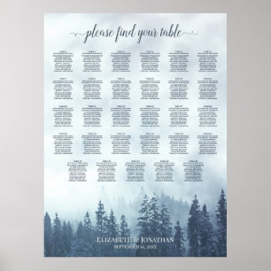 Blauwe Dennenbomen 29 Tafel Trouw Stoelenplattegro Poster