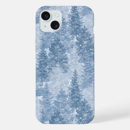 blauwe dennenbomen iPhone hoesje (Achterkant)