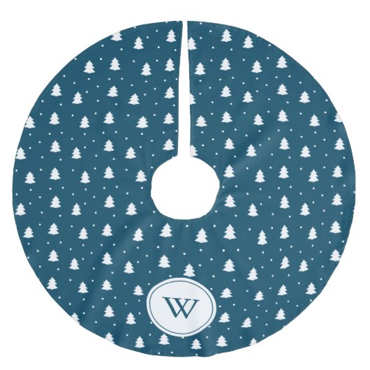 Blauwe dennenbomen patroon aangepaste familie mono kerstboom rok (Voorkant)