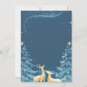 Blauwe dennenbomen Rendieren Holiday Open House Kaart (Achterkant)