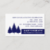 Blauwe dennenboom silhouetten, Kerst Party Ticket Informatiekaartje (Achterkant)