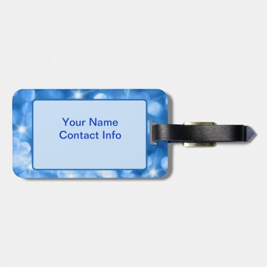 Blauwe Designer Bagage Label (Achterkant horizontaal)