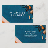 Blauwe desktopstructuur | Gereedschap voor naaikit Visitekaartje (Voorkant / Achterkant)