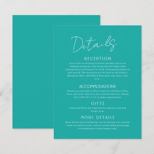 Blauwe Details Grote Trouw Bijlagekaart Informatiekaartje (Voorkant / Achterkant)