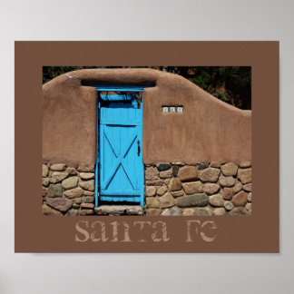 Blauwe Deur Adobe Santa Fe New Mexico Poster