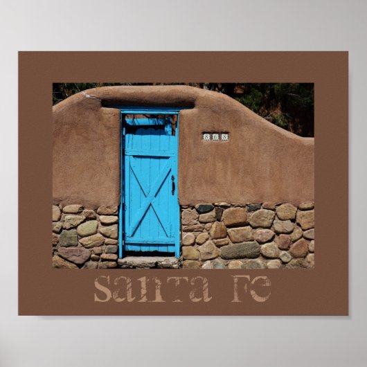 Blauwe Deur Adobe Santa Fe New Mexico Poster (Voorkant)
