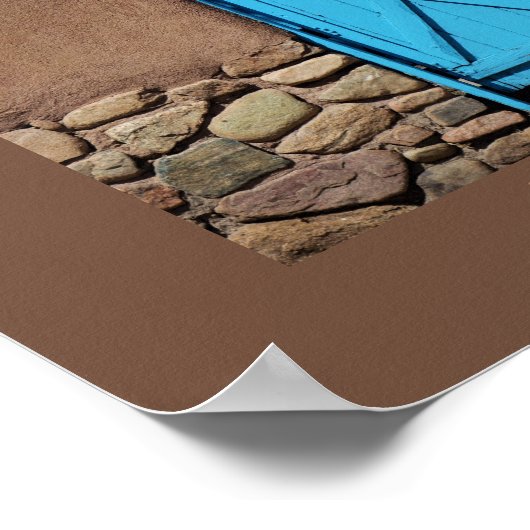Blauwe deur Adobe Santa Fe New Mexico Poster (Hoek)