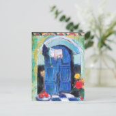 Blauwe deur - briefkaart (Staand voorkant)