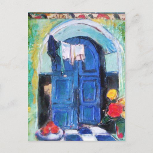 Blauwe deur - briefkaart (Voorkant)