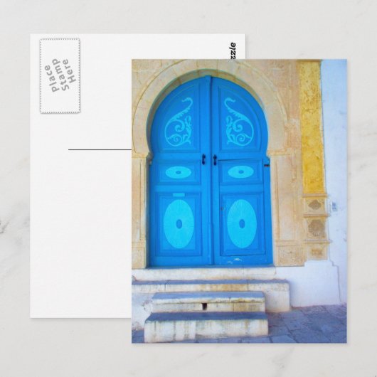 Blauwe deur briefkaart (Voorkant / Achterkant)