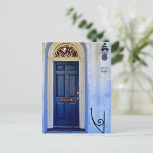 Blauwe deur briefkaart (Staand voorkant)