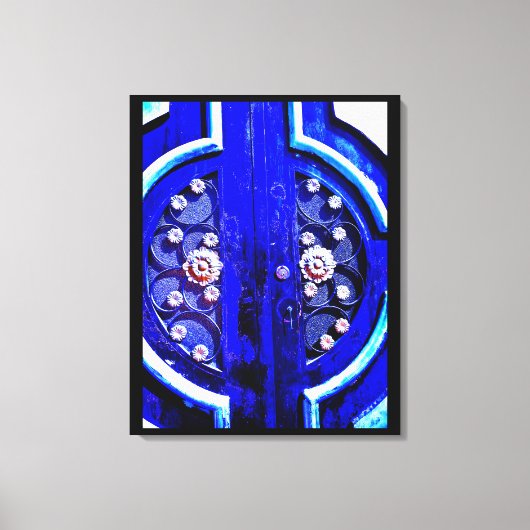 Blauwe deur canvas afdruk (Voorkant)