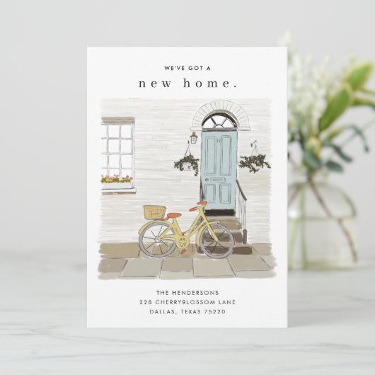 Blauwe deur geïllustreerde bewegende aankondiging (Staand voorkant)