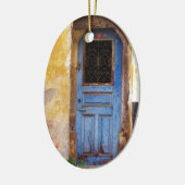 Blauwe deur Griekenland Rustisch  Grieks Keramisch Ornament (Links)