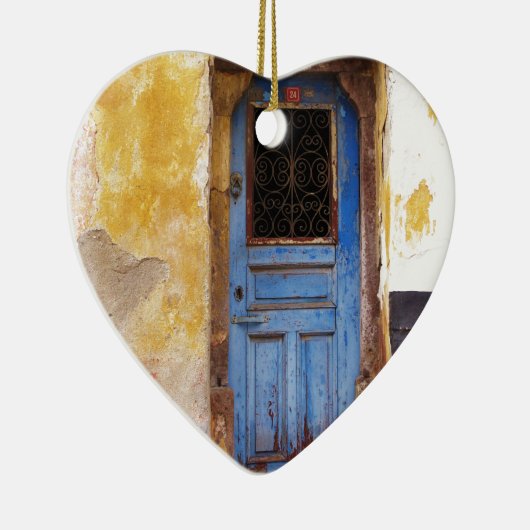 Blauwe deur Griekenland Rustisch  Grieks Keramisch Ornament (Rechts)