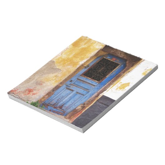 Blauwe deur Griekenland Rustische Vintage Notitieblok (Linkerzijde)
