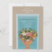 Blauwe deur Housewarming Party geïllustreerd Kaart (Voorkant)