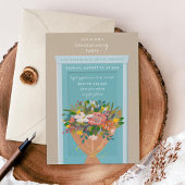 Blauwe deur Housewarming Party geïllustreerd Kaart