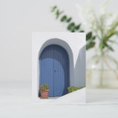 Blauwe deur in het Griekse Briefkaart (Staand voorkant)