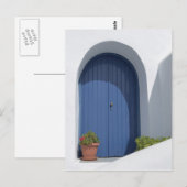 Blauwe deur in het Griekse Briefkaart (Voorkant / Achterkant)