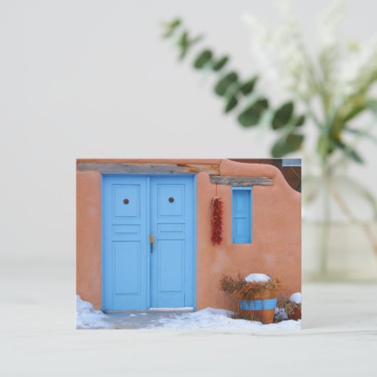 Blauwe deur in New Mexico Briefkaart (Staand voorkant)