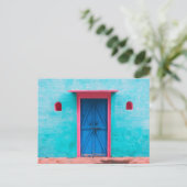 "BLAUWE DEUR, MAROKKO", BRIEFKAART VOOR REISFOTOGR (Staand voorkant)
