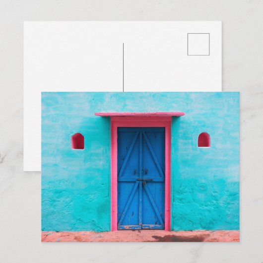 "BLAUWE DEUR, MAROKKO", BRIEFKAART VOOR REISFOTOGR (Voorkant / Achterkant)