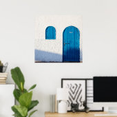 "BLAUWE DEUR, MAROKKO", POSTER VOOR REISFOTOGRAFIE (Thuiskantoor)