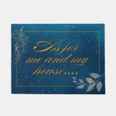 Blauwe deur mat met Schrift (Voorkant)