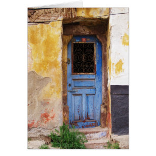 Blauwe deur op het Griekse eiland Mykonos