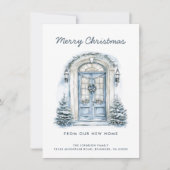 Blauwe deur Vrolijk kerstfeest van New Home Aankondiging (Voorkant)
