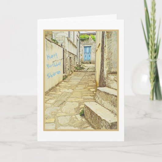 BLAUWE DEUR/WALGRAFFITI/HAPPY BIRTHDAY KAART (Voorkant)