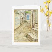 BLAUWE DEUR/WALGRAFFITI/HAPPY BIRTHDAY KAART (Gele Bloem)