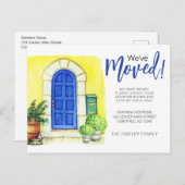 Blauwe Deur We Zijn Verhuisd Aankondigingskaart (Voorkant / Achterkant)