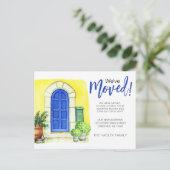 Blauwe Deur We Zijn Verhuisd Aankondigingskaart (Staand voorkant)
