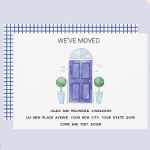 Blauwe deur we zijn verhuisd naar een nieuw huis