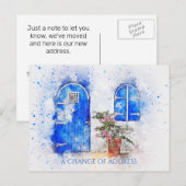 Blauwe deur Wijziging adresbriefkaart Aankondigingskaart (Voorkant / Achterkant)